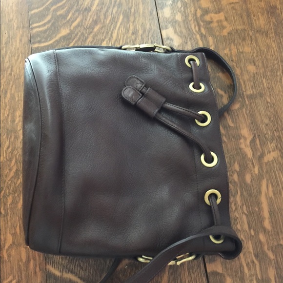 Brown leather drawstring purse - Picture 2 of 3